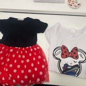 Red Polka Dot Tutu Dress and Graphic Tee Set